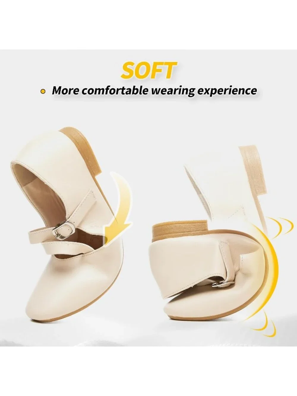 Women's Nude Rubber Cross Buckle Strap Ballet Flat Soft Memory Foam Casual Shoes